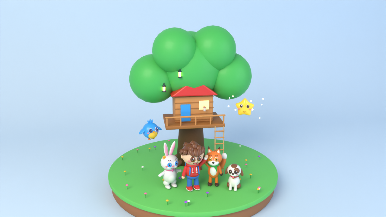 Friends at the Treehouse in 3D