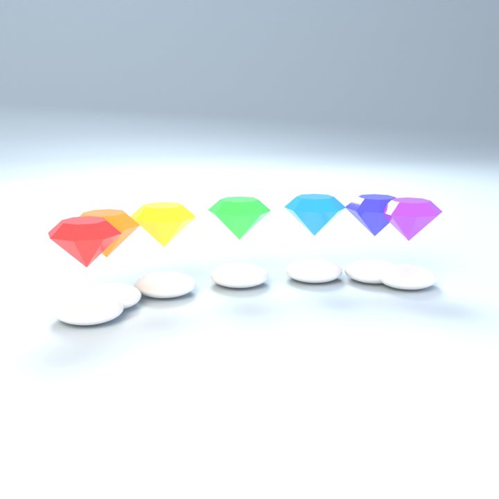 The Seven Colour Gems in 3D