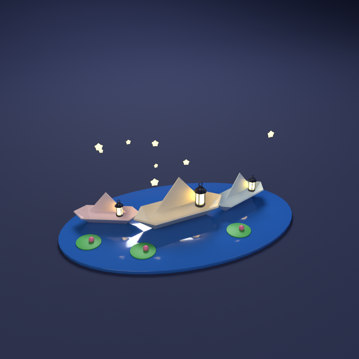 Lantern Boats in 3D